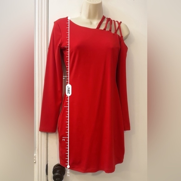 Susana Monaco Women’s Red Cut-Out Shoulder Dress, Size M - Long Sleeve - Picture 12 of 14